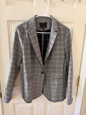Banana Republic Black & Gray Glen Plaid Blazer